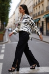 Chemise imprimée zèbre structurée en viscose façonnée