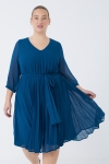 Pleated midi dress in plain voile