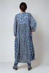 Robe longue avec patch indigo de deux motifs 