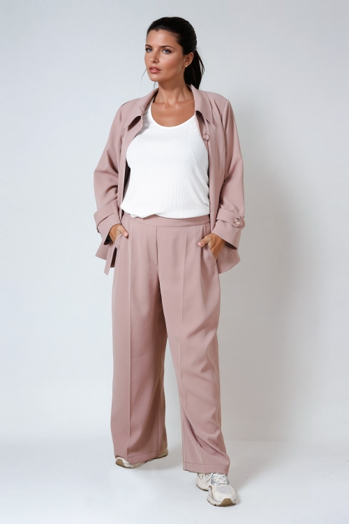 Plain tailored trousers with elasticated waist