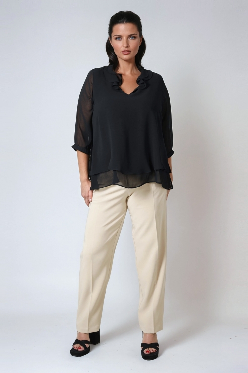 Blouse superposée en crêpe Georgette 