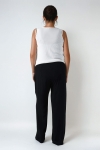 Plain crepe flowing pants