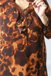 Blouse with flounce in very fluid printed viscose voile with its top.
