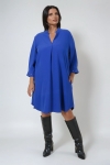 Robe droite unie avec poignet cloutes crepe haut de gamme