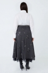 Lined skirt with sequin and lace inlay