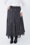 Lined skirt with sequin and lace inlay