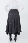 Lined skirt with sequin and lace inlay
