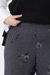 Wide-legged poly-viscose trousers with floral sequins