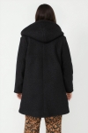 7/8 length bouclé coat with large shawl collar