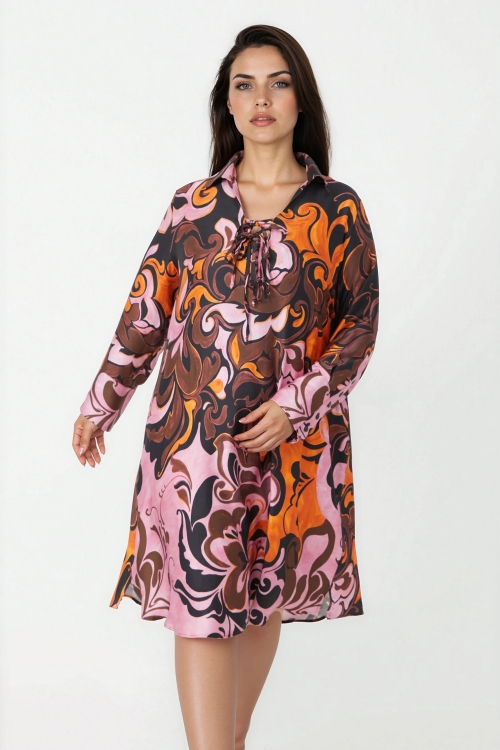 Seventies-style printed viscose dress