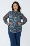 Printed flowing viscose shirt - long voile sleeves