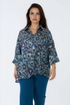 Chemise fluide en viscoseecovero imprime floral bleu-vert
