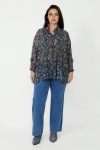 Printed voile shirt with a row of flat pleats - Jean Marc Philippe