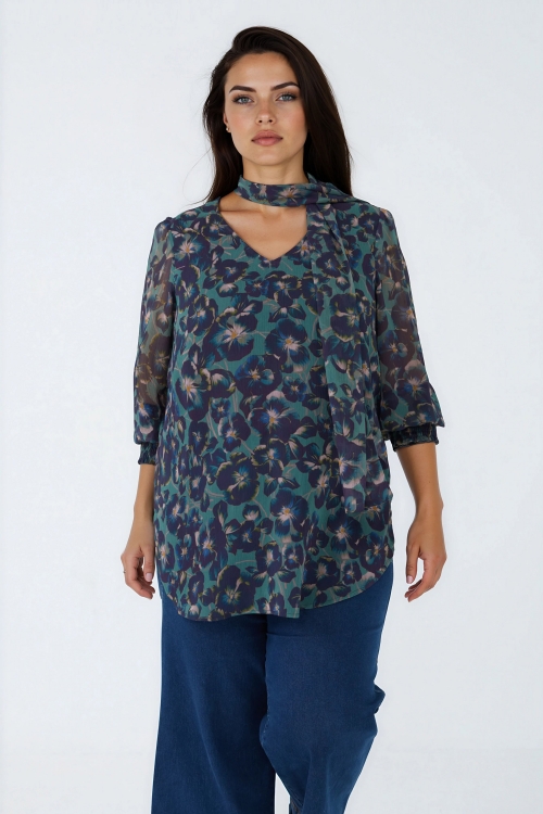 Chemise imprimee en viscose et manches en voile -Jean marc philippe