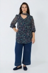 Printed viscose shirt with voile sleeves - Jean Marc Philippe