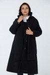 Manteau long en lainage avec écharpe amovible