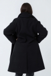 Long wool coat with removable scarf