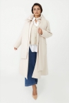 Long wool coat with detachable scarf
