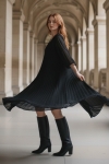 Airy pleated midi dress 