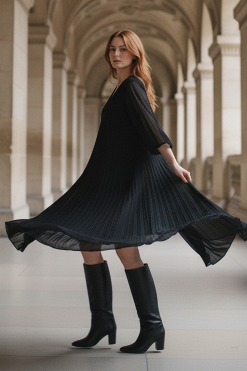 Robe midi plissée aérienne 