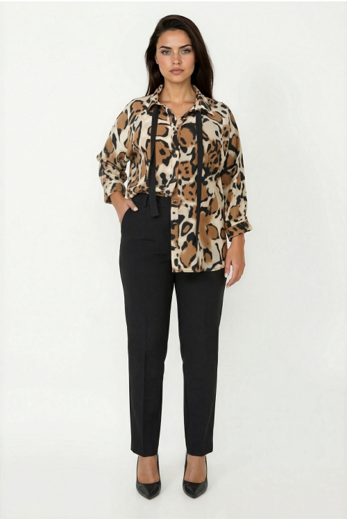 Chemise fluide imprimee animal en viscose -elegance sauvage