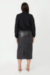 Jupe crayon en simili cuir stretch-Elegance urbaine et feminine