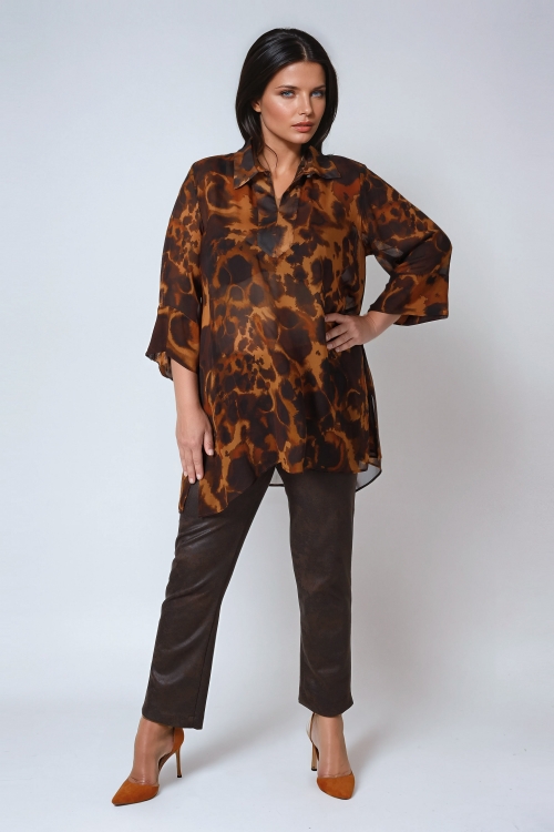 Vaporous tunic in printed voile