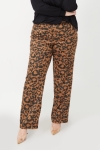 Leopard print suede-effect straight pants