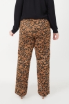 Leopard print suede-effect straight pants