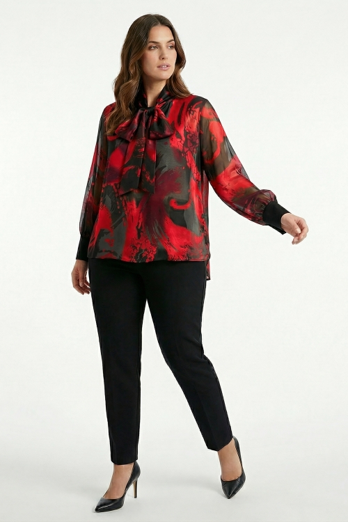 Two-tone devoré velvet shirt with viscose top