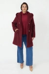 7/8 length bouclé coat with large shawl collar