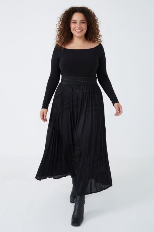 Long skirt in plain satin jacquard