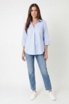 V-neck blouse in lycra poplin
