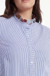 Chemise longue bi matiere coton raye et lyocel imprime