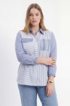 blue multi-striped cotton shirt