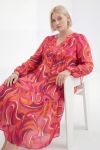 Printed viscose satin midi dress