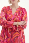 Printed viscose satin midi dress