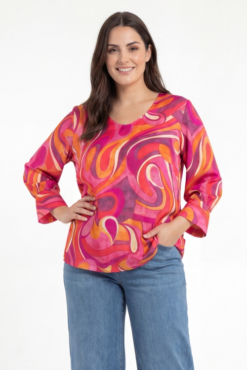 Blouse imprimee tourbillon en viscose satine