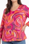 Swirl print blouse in satin viscose