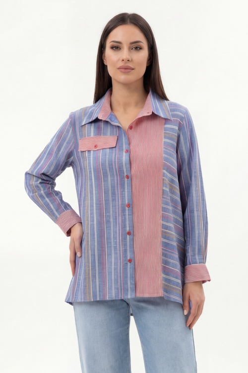 Striped patchwork cotton shirt