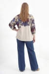 Flowy satin tunic with plaza pattern