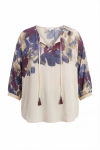 Flowy satin tunic with plaza pattern