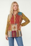 Printed patchwork shirt in viscose and georgette