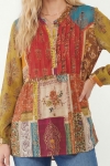Printed patchwork shirt in viscose and georgette