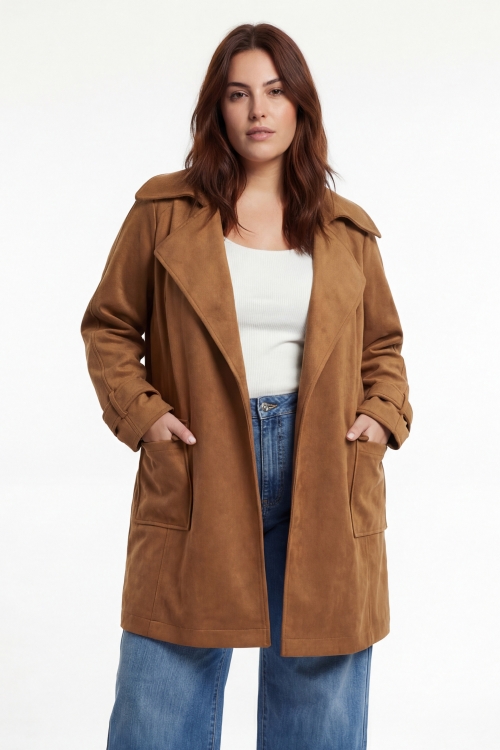 Scuba suede raincoat with belt