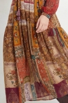 Robe longue patchwork en viscose et georgette