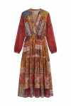 Robe longue patchwork en viscose et georgette