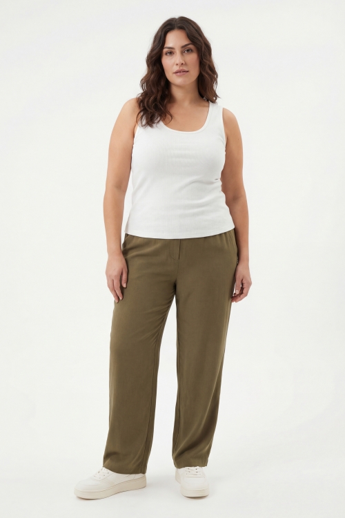 plain lyocel tailored pants