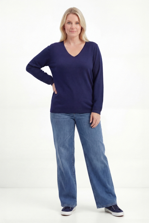 Pull col V a manches ajourees taille unique 44/52