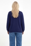 V-neck sweater with openwork sleeves, one size fits 44/52
